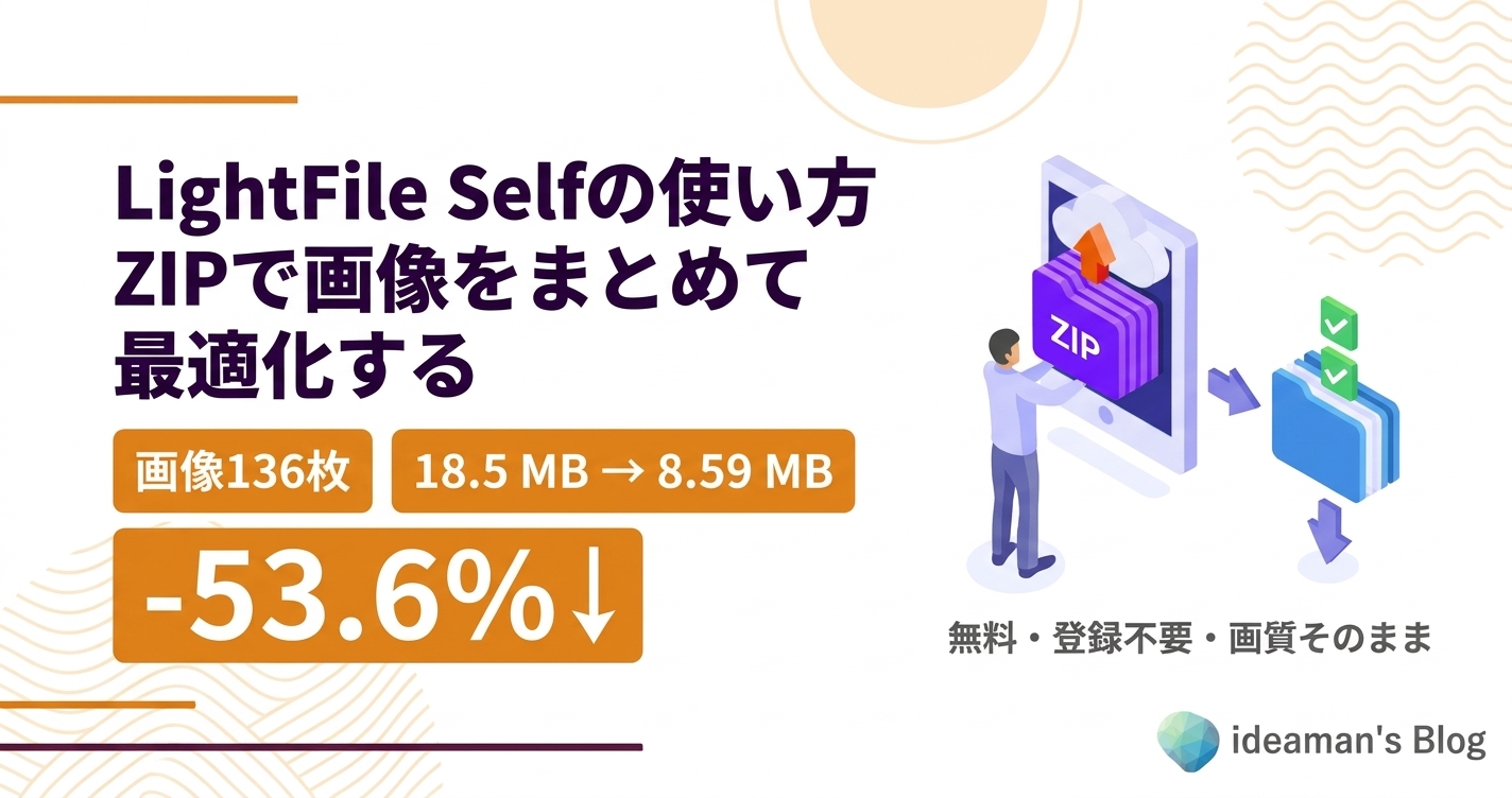 LightFile Selfの使い方 ZIPで画像をまとめて最適化する